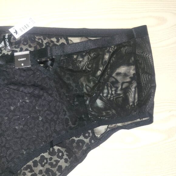 New Torrid Animal Lace Midrise Cheeky Black Panty 6 6X - Picture 8 of 11